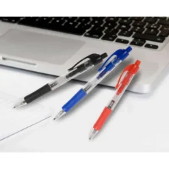 Boligrafo q-connect rojo retractil con sujecion de caucho