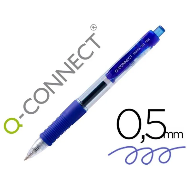 BOLIGRAFO Q-CONNECT SIGMA RETRACTIL CON SUJECION DE CAUCHO TINTA GEL 0,5 MM COLOR AZUL