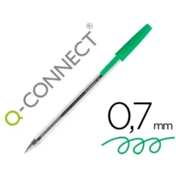 Boligrafo transparente Q-Connect Verde 0,7 mm