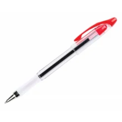 Boligrafo transparente Q-Connect rojo 0,7 mm con capuchón