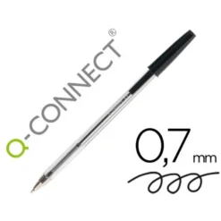 Boligrafo transparente Q-Connect Negro 0,7 mm