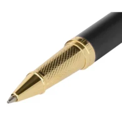 BOLIGRAFO Y ESTUCHE BELIUS SOIREE COLOR NEGRO Y DORADO TINTA AZUL CAJA DE DISEÑO