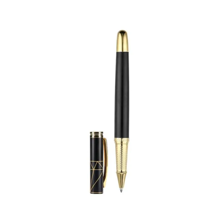 BOLIGRAFO Y ESTUCHE BELIUS SOIREE COLOR NEGRO Y DORADO TINTA AZUL CAJA DE DISEÑO