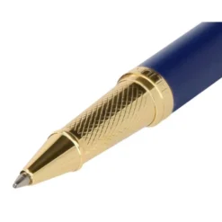 BOLIGRAFO Y ESTUCHE BELIUS SOIREE COLOR AZUL MARINO Y DORADO TINTA AZUL CAJA DE DISEÑO