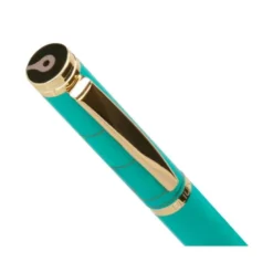 BOLIGRAFO Y ESTUCHE BELIUS SOIREE COLOR ART DECO TURQUESA Y DORADO TINTA AZUL CAJA DE DISEÑO