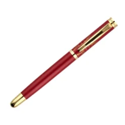 BOLIGRAFO Y ESTUCHE BELIUS SOIREE COLOR ART DECO GRANATE Y DORADO TINTA AZUL CAJA DE DISEÑO