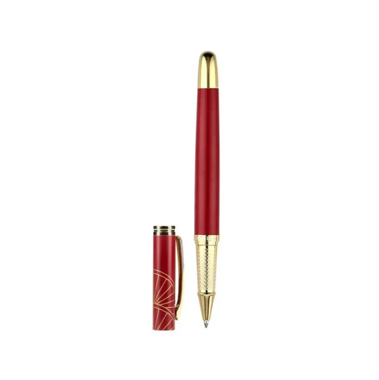 BOLIGRAFO Y ESTUCHE BELIUS SOIREE COLOR ART DECO GRANATE Y DORADO TINTA AZUL CAJA DE DISEÑO