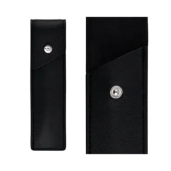 BOLIGRAFO Y ESTUCHE BELIUS TURBO ALUMINIO TEXTURA PUNTEADA NEGRO Y PLATEADO TINTA AZUL CAJA DE DISEÑO