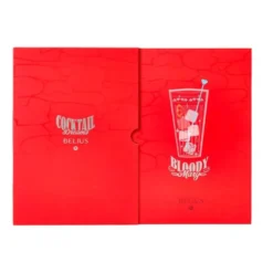 BOLIGRAFO Y WALLET BELIUS COCKTAILS BLOODY MARY ALUMINIOROJO PLATEADO RELIEVE TINTA COLOR AZUL CAJA DE DISEÑO
