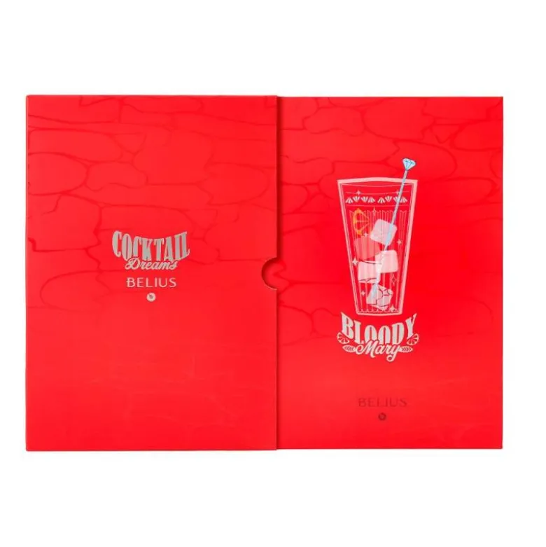 BOLIGRAFO Y WALLET BELIUS COCKTAILS BLOODY MARY ALUMINIOROJO PLATEADO RELIEVE TINTA COLOR AZUL CAJA DE DISEÑO