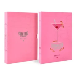 BOLIGRAFO Y WALLET BELIUS COCKTAILS COSMOPOLITAN ALUMINIO ROSA PLATEADO RELIEVETINTA COLOR AZUL CAJA DISEÑO