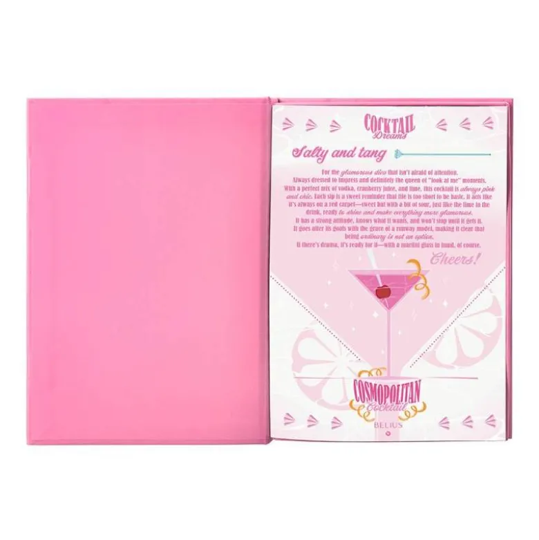 BOLIGRAFO Y WALLET BELIUS COCKTAILS COSMOPOLITAN ALUMINIO ROSA PLATEADO RELIEVETINTA COLOR AZUL CAJA DISEÑO