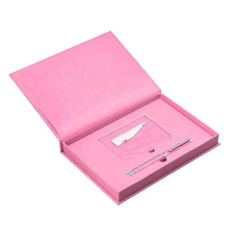BOLIGRAFO Y WALLET BELIUS COCKTAILS COSMOPOLITAN ALUMINIO ROSA PLATEADO RELIEVETINTA COLOR AZUL CAJA DISEÑO