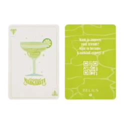 BOLIGRAFO Y WALLET BELIUS COCKTAILS MARGARITA ALUMINIO VERDE LIMA PLATEADO RELIEVE TINTA COLOR AZUL CAJA DE