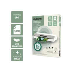 BOLSA DE PLASTIFICAR FELLOWES RECICLADAS BRILLO DIN A4 80 MC PACK DE 100 UNIDADES