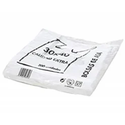 BOLSA CAMISETA RECICLADA 70% BLANCA 50 MC 30X40 CM APTA LEGISLACION DE BOLSAS 2021