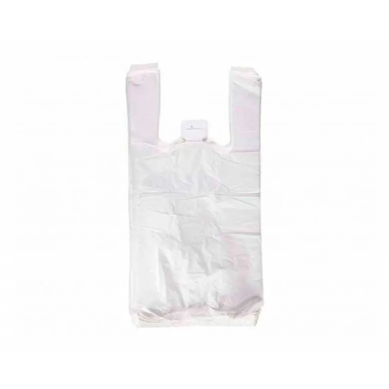 BOLSA CAMISETA RECICLADA 70% BLANCA 50 MC 35X50 CM APTA LEGISLACION DE BOLSAS 2021
