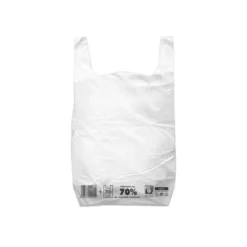 BOLSA CAMISETA RECICLADA 70% BLANCA 42X53 CM REUTILIZABLE 1 KG PAQUETE DE 55 UNIDADES