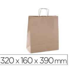 BOLSA KRAFT APLI MARRON ASA RETORCIDA 320X160X390 MM PAQUETE DE 50 UNIDADES