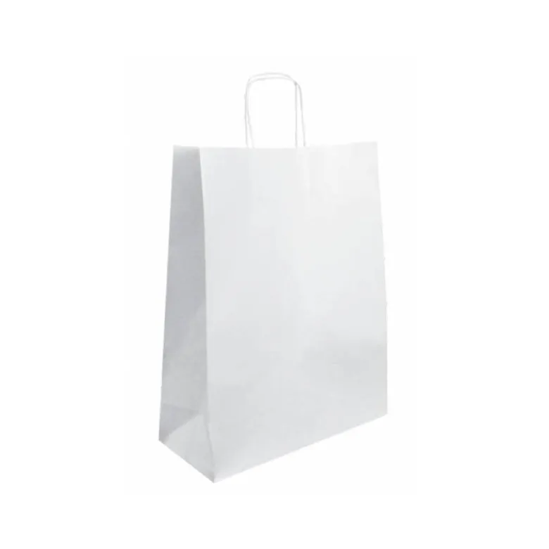 BOLSA KRAFT BASIKA CELULOSA BLANCO 90 GR ASA RETORCIDA TAMAÑO "L" 320X140X400 MM