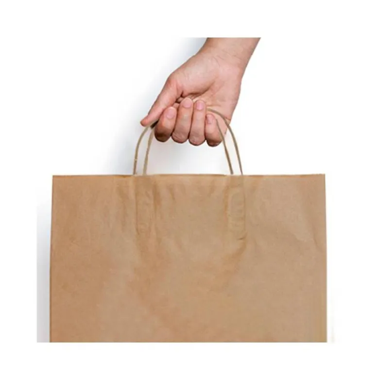 BOLSA KRAFT BASIKA NATURAL RECICLADO 90 GR ASA RETORCIDA TAMAÑO "L" 320X140X400 MM