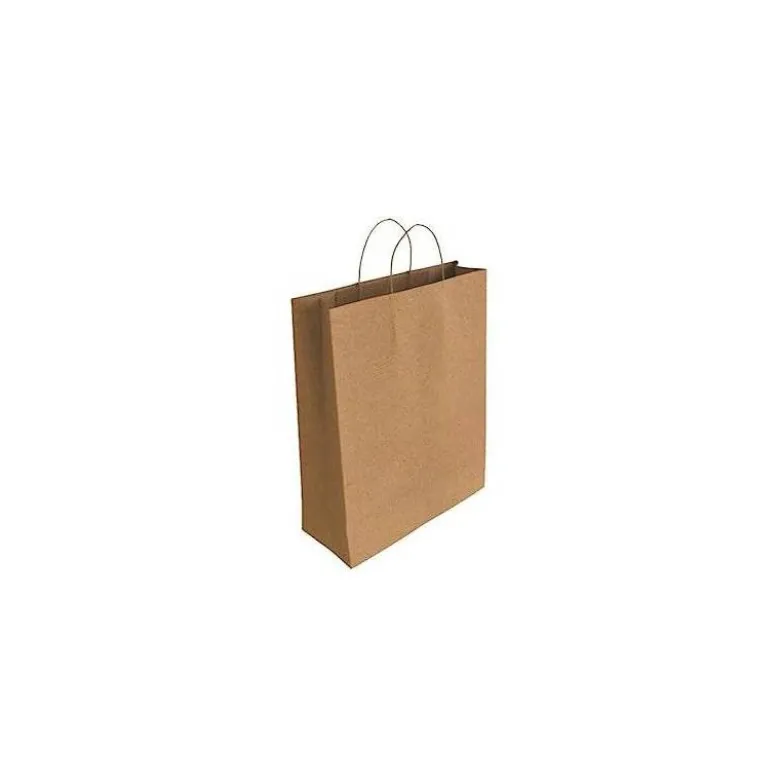 BOLSA KRAFT BASIKA NATURAL RECICLADO 90 GR ASA RETORCIDA TAMAÑO "L" 320X140X400 MM