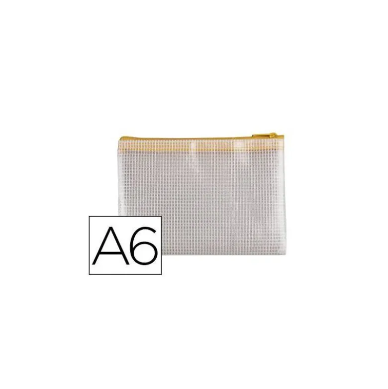 BOLSA MULTIUSOS Q-CONNECT MALLA DIN A6 APERTURA SUPERIOR CON CREMALLERA AMARILLO