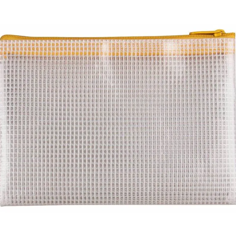 BOLSA MULTIUSOS Q-CONNECT MALLA DIN A6 APERTURA SUPERIOR CON CREMALLERA AMARILLO