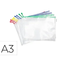 BOLSA MULTIUSOS TARIFOLD ZIPPER CON CREMALLERA DIN A3 PACK DE 8 UNIDADES COLORES SURTIDOS