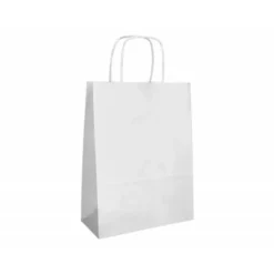 BOLSA PAPEL Q-CONNECT CELULOSA BLANCO XS CON ASA RETORCIDA 180X240X80 MM
