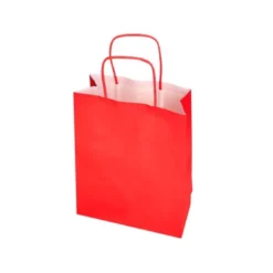 BOLSA PAPEL Q-CONNECT CELULOSA ROJO XS CON ASA RETORCIDA 180X240X80 MM