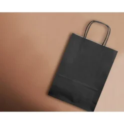 BOLSA PAPEL Q-CONNECT CELULOSA NEGRO XS CON ASA RETORCIDA 180X240X80 MM
