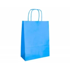 BOLSA PAPEL Q-CONNECT CELULOSA CELESTE XS CON ASA RETORCIDA 180X240X80 MM