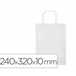 BOLSA PAPEL Q-CONNECT CELULOSA BLANCO S CON ASA RETORCIDA 240X320X10 MM