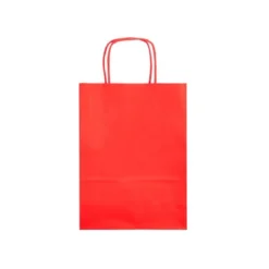 BOLSA PAPEL Q-CONNECT CELULOSA ROJO S CON ASA RETORCIDA 240X320X10 MM