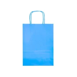 BOLSA PAPEL Q-CONNECT CELULOSA CELESTE S CON ASA RETORCIDA 240X320X10 MM