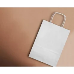 BOLSA PAPEL Q-CONNECT CELULOSA BLANCO M CON ASA RETORCIDA 270X370X12 MM