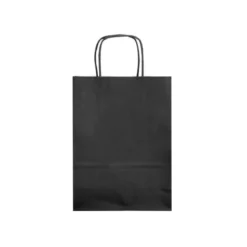 BOLSA PAPEL Q-CONNECT CELULOSA NEGRO M CON ASA RETORCIDA 270X370X12 MM