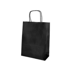 BOLSA PAPEL Q-CONNECT CELULOSA NEGRO M CON ASA RETORCIDA 270X370X12 MM