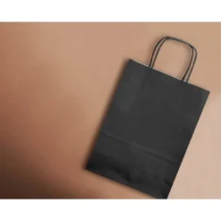BOLSA PAPEL Q-CONNECT CELULOSA NEGRO M CON ASA RETORCIDA 270X370X12 MM