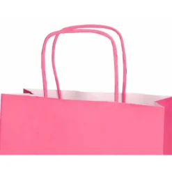 BOLSA PAPEL Q-CONNECT CELULOSA ROSA M CON ASA RETORCIDA 270X370X12 MM