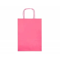 BOLSA PAPEL Q-CONNECT CELULOSA ROSA M CON ASA RETORCIDA 270X370X12 MM