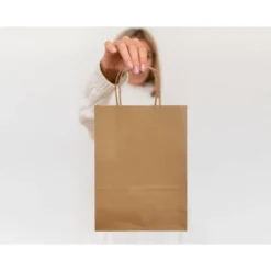 BOLSA PAPEL Q-CONNECT CELULOSA NATURAL LISO L CON ASA RETORCIDA 320X400X14 MM