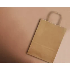 BOLSA PAPEL Q-CONNECT CELULOSA NATURAL LISO L CON ASA RETORCIDA 320X400X14 MM