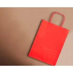 BOLSA PAPEL Q-CONNECT CELULOSA ROJO L CON ASA RETORCIDA 320X400X14 MM