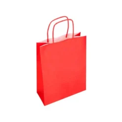 BOLSA PAPEL Q-CONNECT CELULOSA ROJO L CON ASA RETORCIDA 320X400X14 MM