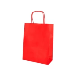 BOLSA PAPEL Q-CONNECT CELULOSA ROJO L CON ASA RETORCIDA 320X400X14 MM