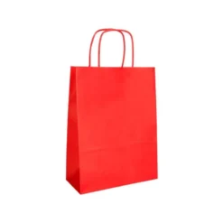 BOLSA PAPEL Q-CONNECT CELULOSA ROJO L CON ASA RETORCIDA 320X400X14 MM