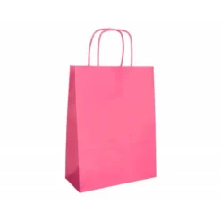 BOLSA PAPEL Q-CONNECT CELULOSA ROSA XS CON ASA RETORCIDA 180X240X80 MM