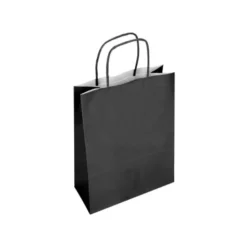 BOLSA PAPEL Q-CONNECT CELULOSA NEGRO S CON ASA RETORCIDA 240X320X10 MM